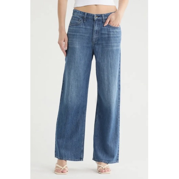 Rag & Bone Lori Mid Rise Wide Leg‎ Jeans Size 30 Dark Wash Cotton Lyocell NWT